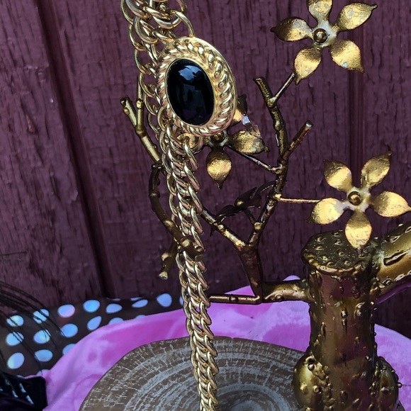 Vintage Heavy gold Monet Necklace 15β black enamel - Picture 4 of 6